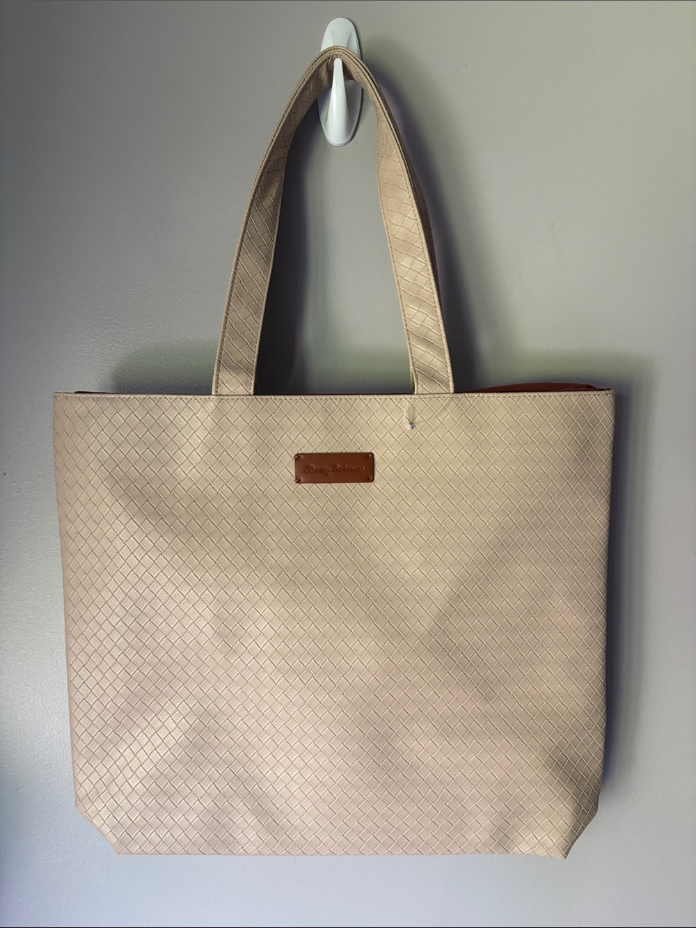 NWOT TOMMY BAHAMA Woven Tan Large Tote Bag